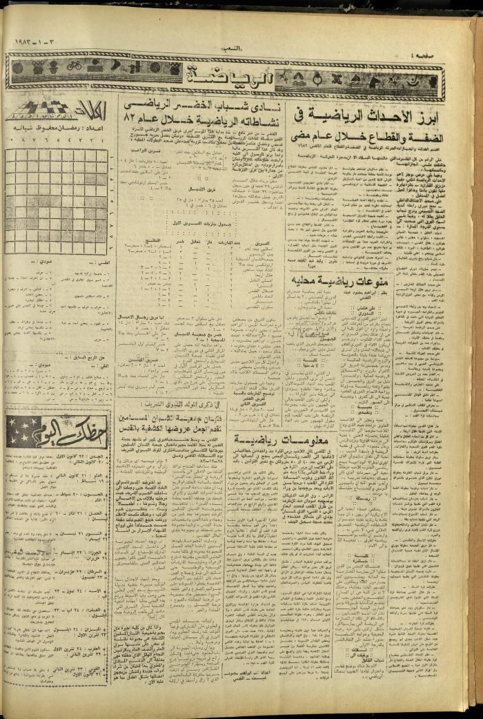 العدد 3169 من جريدة الشعب، 2 كانون الثاني 1983