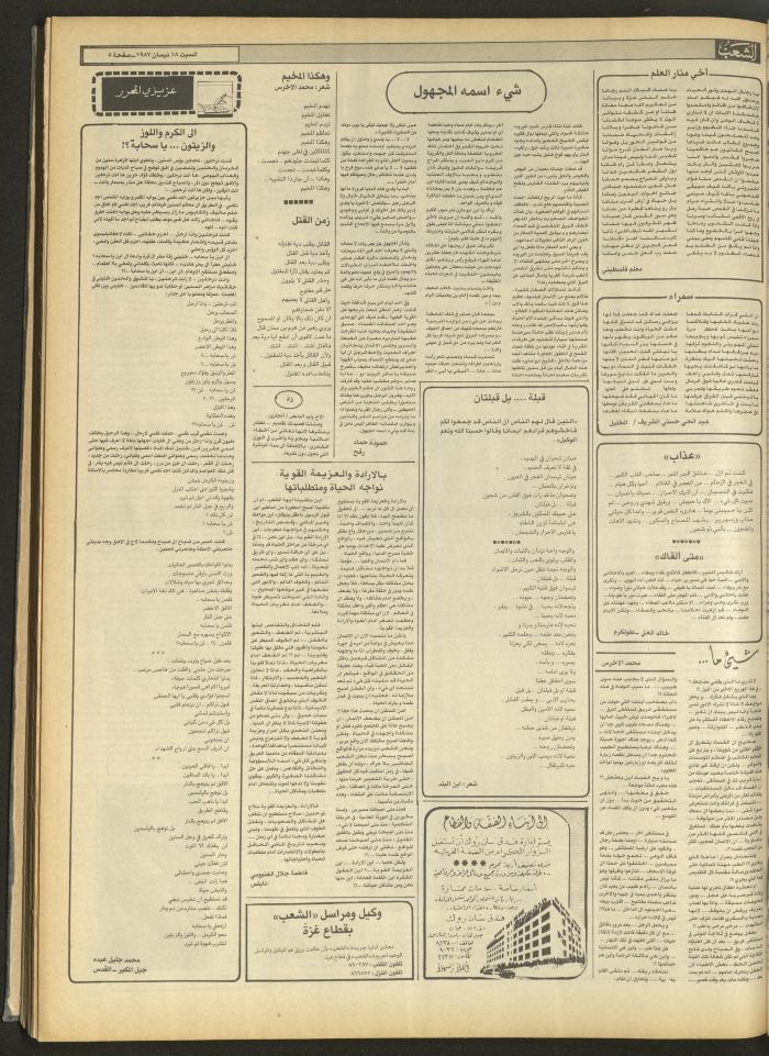 Issue 4675 of Asha'b Newspaper, 18 April 1987