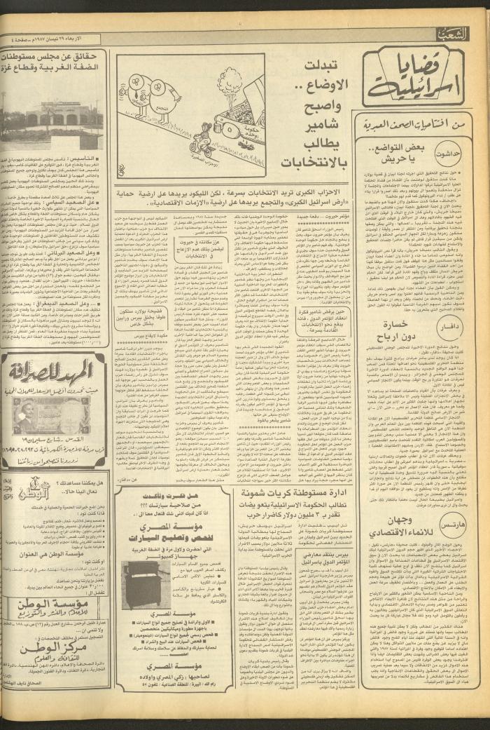 Issue 4686 of Asha'b Newspaper, 29 April 1987