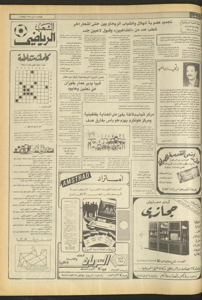 Issue 4691 of Asha'b Newspaper, 5 May 1987