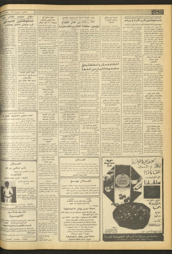 العدد 4722 من جريدة الشعب، 8 حزيران 1987
