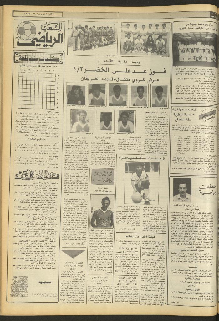 العدد 4722 من جريدة الشعب، 8 حزيران 1987
