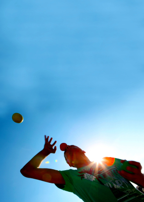 A Photograph of a PCS Student Juggling Three Balls  