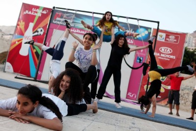 A Photograph of a PCS Acrobatic Circus Show, Ramallah 
