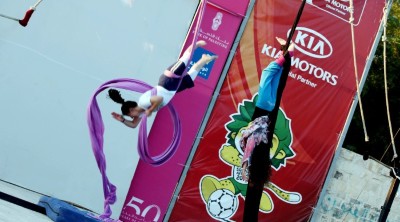 A Photograph of a PCS Acrobatic Circus Show, Ramallah 
