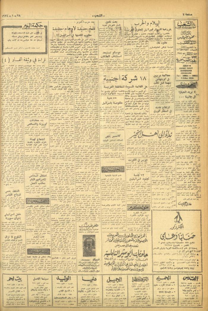 العدد 445 من جريدة الشعب، 28 كانون الثاني 1974
