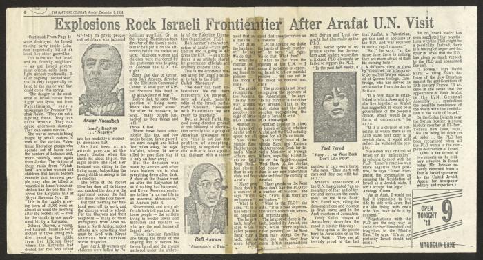 A Clipping from the Hartford Courant Newspaper, 9 December 1974