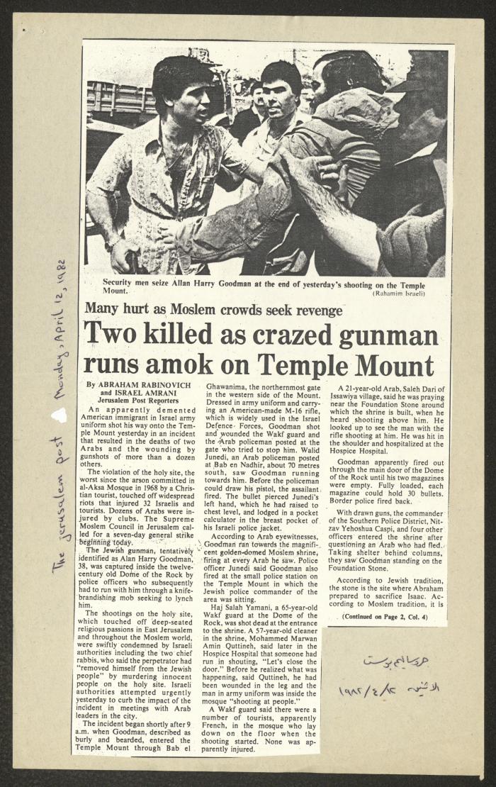 A Clipping from the Jerusalem Post, 12 April 1982