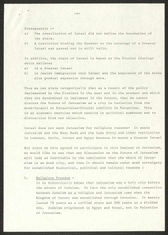 An Invitation to Anwar Nusseibeh to Attend the International Seminar on Jerusalem, London, 1979