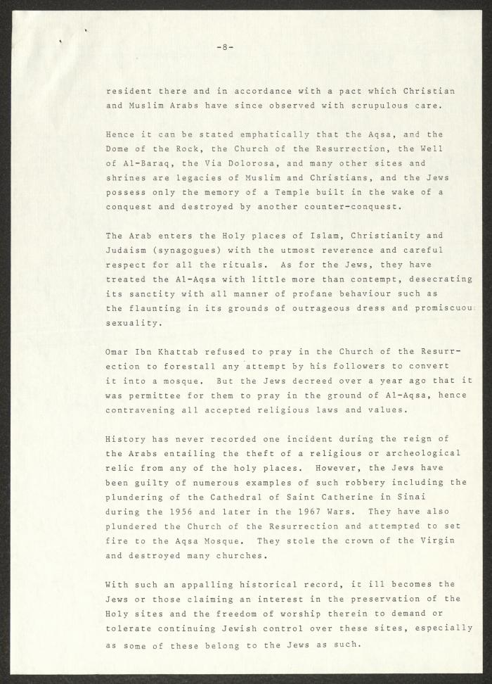 An Invitation to Anwar Nusseibeh to Attend the International Seminar on Jerusalem, London, 1979