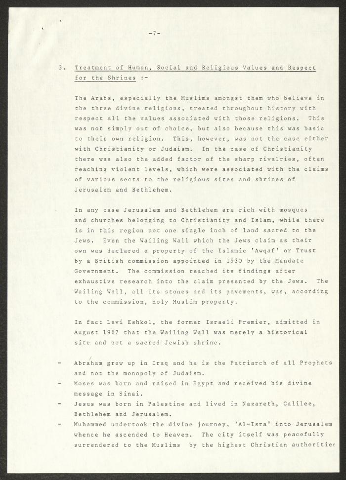 An Invitation to Anwar Nusseibeh to Attend the International Seminar on Jerusalem, London, 1979
