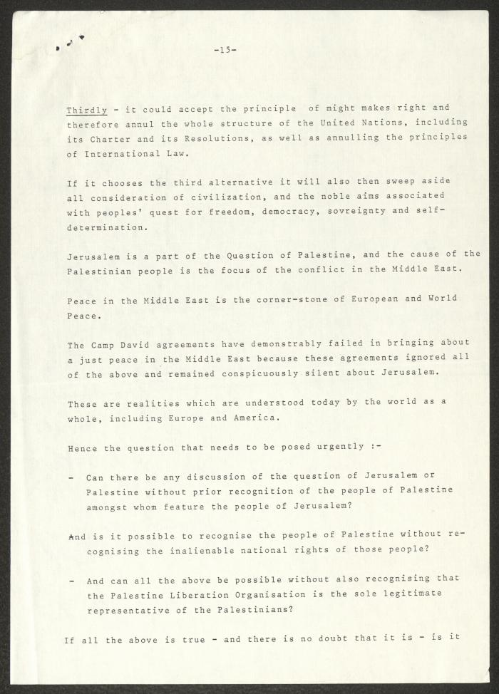 An Invitation to Anwar Nusseibeh to Attend the International Seminar on Jerusalem, London, 1979