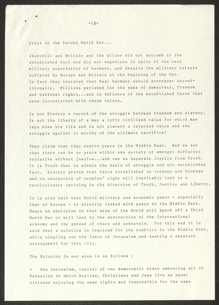 An Invitation to Anwar Nusseibeh to Attend the International Seminar on Jerusalem, London, 1979