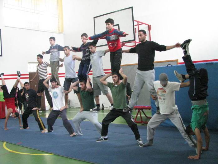 A Photograph of Advanced Training Held by the Palestinian Circus School in Ramallah, 2010

