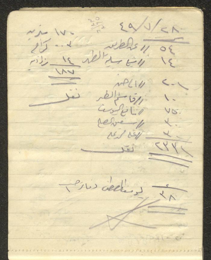 A Driver's Book of Accounts, Ya'bad, 1949 