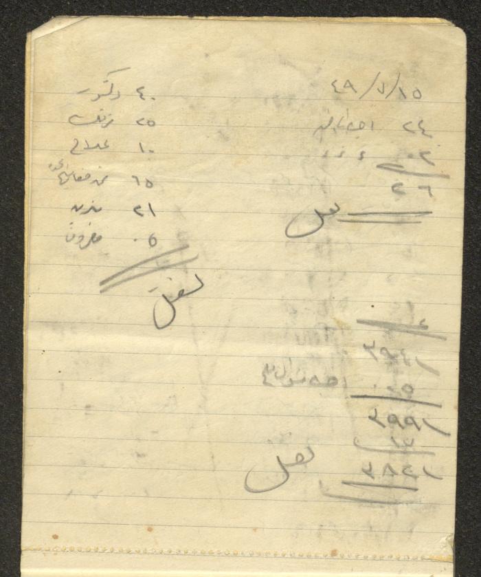 A Driver's Book of Accounts, Ya'bad, 1949 