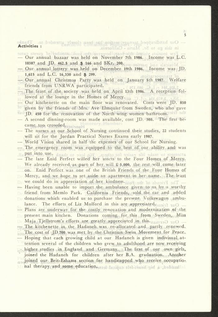 The Budget of the Orthodox Charitable Refuge for the Sick and the Disabled, Jerusalem, 1986