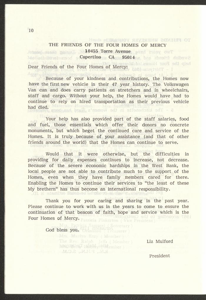 The Budget of the Orthodox Charitable Refuge for the Sick and the Disabled, Jerusalem, 1986