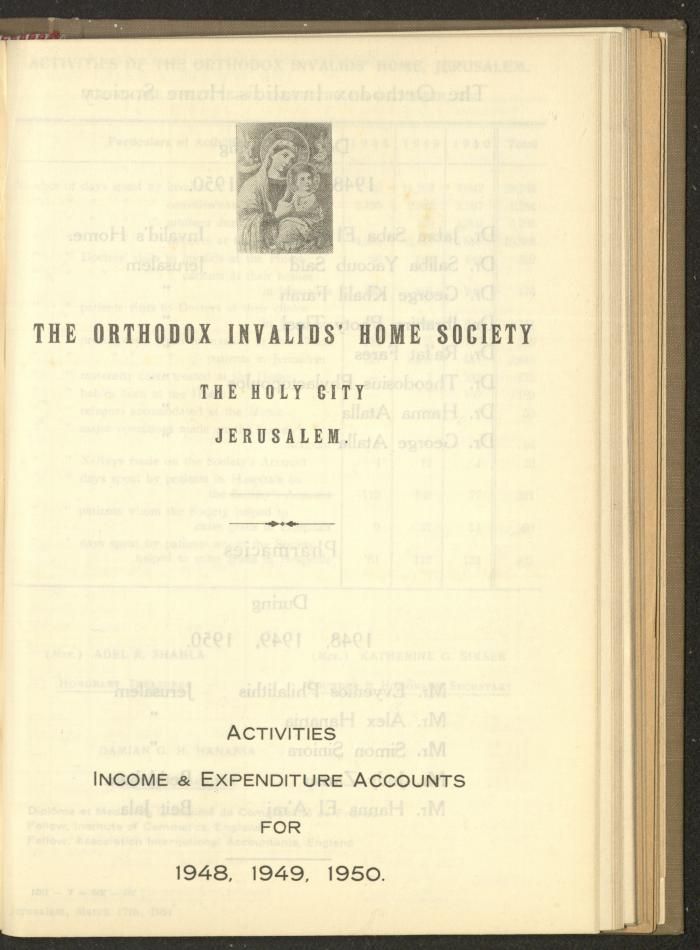 The Orthodox Charitable Refuge's Budget, Jerusalem 1940-67