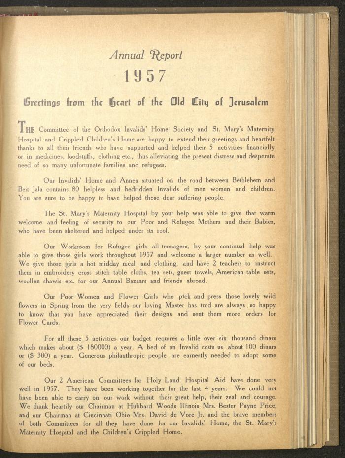 The Orthodox Charitable Refuge's Budget, Jerusalem 1940-67