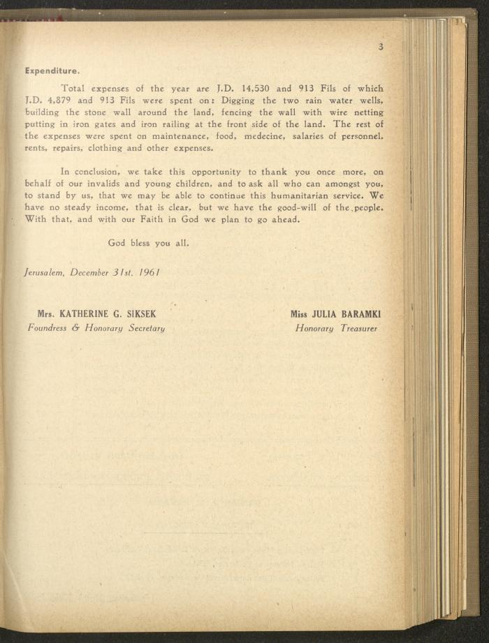 The Orthodox Charitable Refuge's Budget, Jerusalem 1940-67