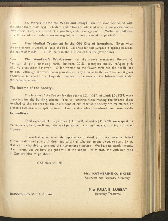 The Orthodox Charitable Refuge's Budget, Jerusalem 1940-67