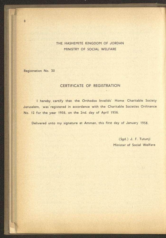 The Orthodox Charitable Refuge's Budget, Jerusalem 1940-67