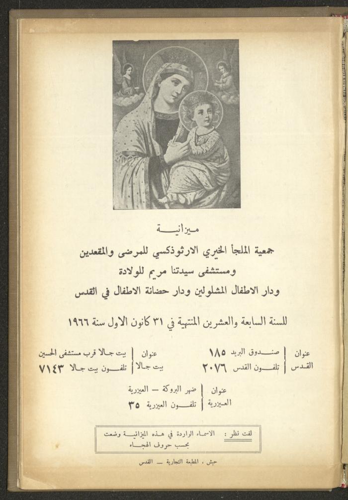 The Orthodox Charitable Refuge's Budget, Jerusalem 1940-67