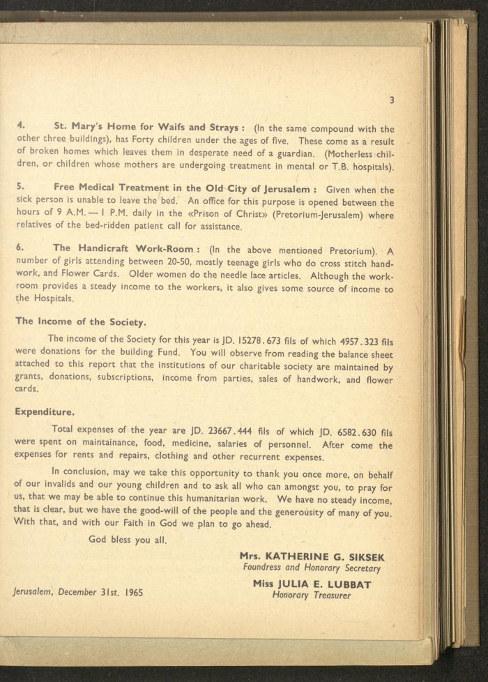 The Orthodox Charitable Refuge's Budget, Jerusalem 1940-67