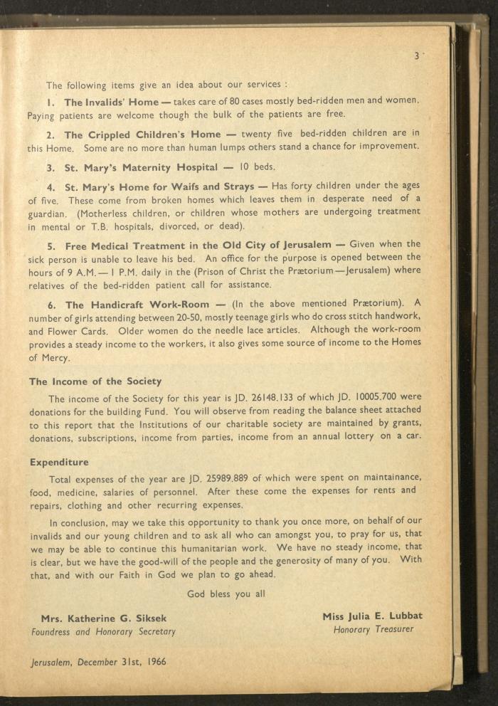 The Orthodox Charitable Refuge's Budget, Jerusalem 1940-67