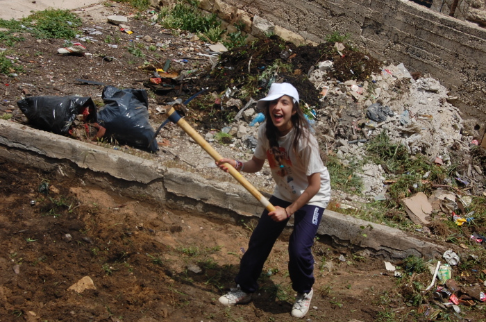 Cleaning the Palestinian Circus School's Building Before its Renovation in the Town of Birzeit 