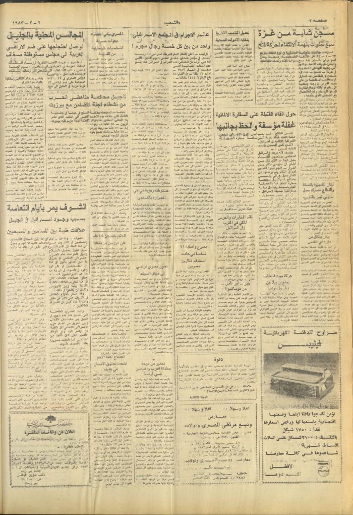 العدد 3195 من جريدة الشعب، 2 شباط 1983
