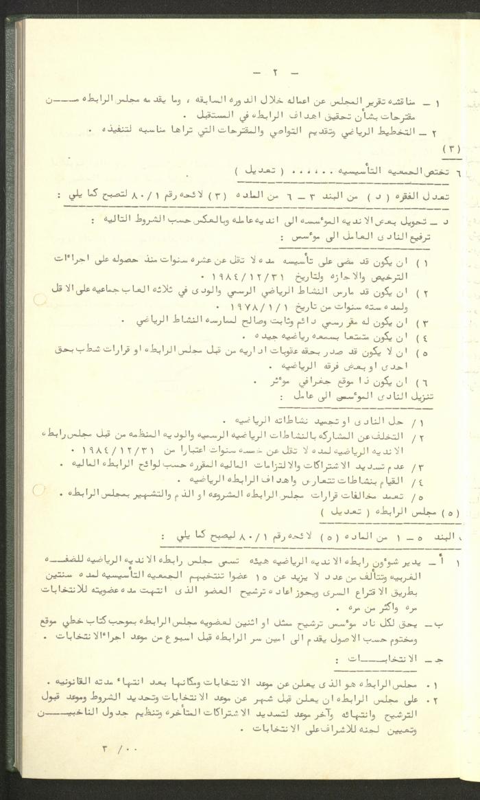 Documents of the Association of Sports Clubs in the West Bank, 1980-1984