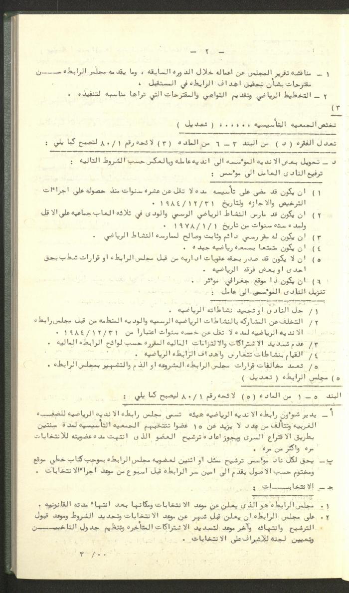 Documents of the Association of Sports Clubs in the West Bank, 1980-1984