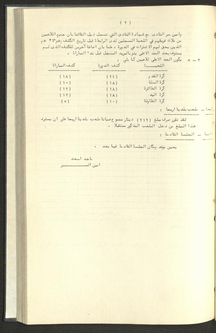 كتاب رابطة الأندية الرياضية في الضفة الغربية، 1984-1987