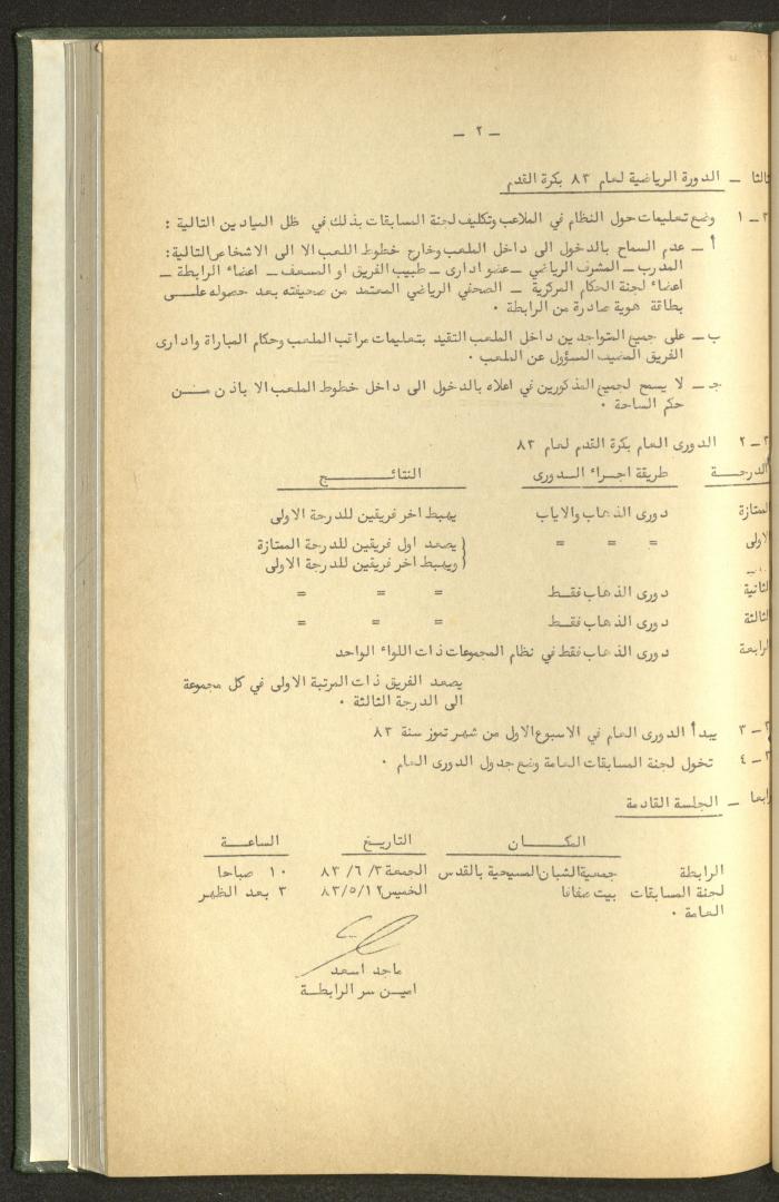 Documents of the Association of Sports Clubs in the West Bank, 1980-1984