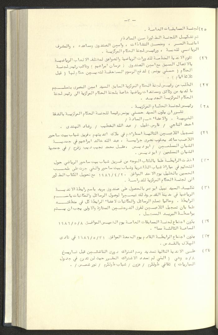 كتاب رابطة الأندية الرياضية في الضفة الغربية، 1984-1987