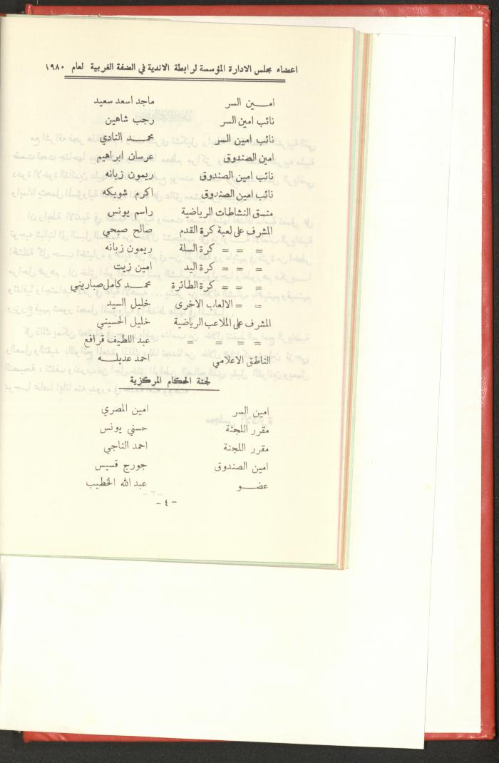 Sports Clubs Association Documents, 1979