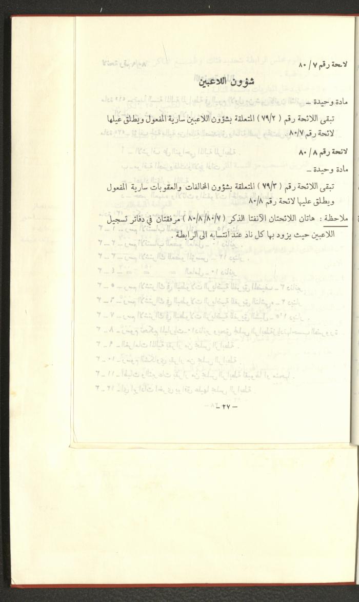 Sports Clubs Association Documents, 1979
