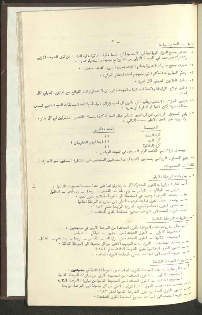 مراسلات رابطة الأندية الرياضية، الضفة الغربية، 1983-88