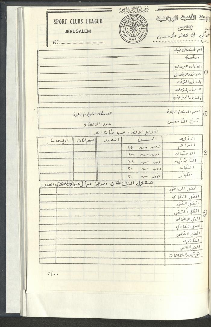 مراسلات رابطة الأندية الرياضية، القدس، 1990-93