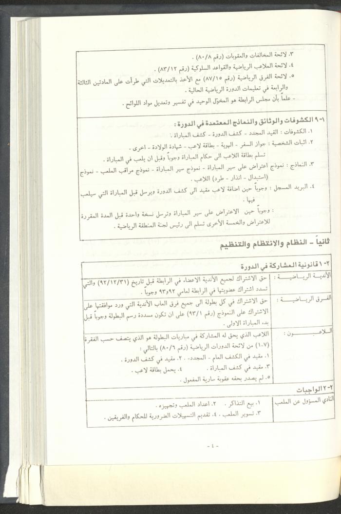 مراسلات رابطة الأندية الرياضية، القدس، 1992-93