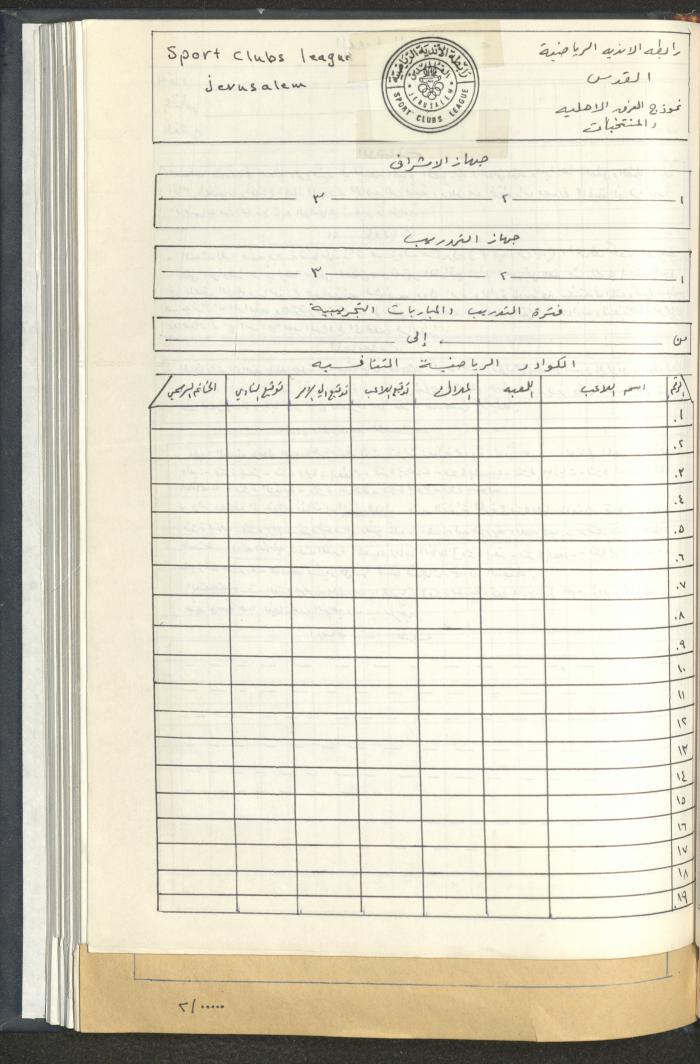 مراسلات رابطة الأندية الرياضية، القدس، 1990-93