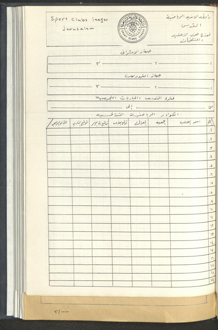 مراسلات رابطة الأندية الرياضية، القدس، 1990-93
