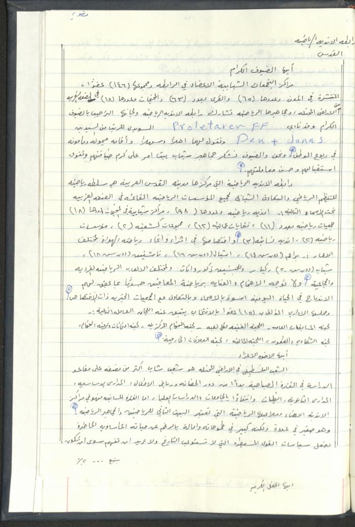 Correspondences of the Sport Clubs League, Jerusalem, 1987-94