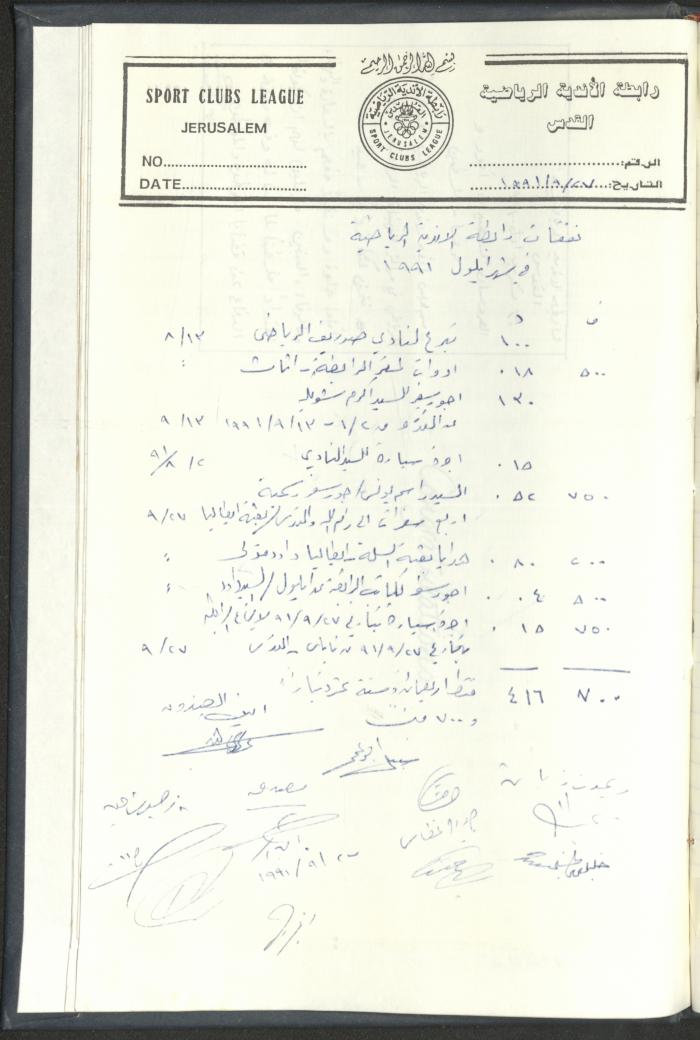 Correspondences of the Sport Clubs League, Jerusalem, 1987-94