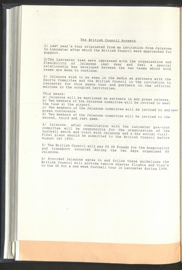 Correspondences of the Sport Clubs League, Jerusalem, 1987-94