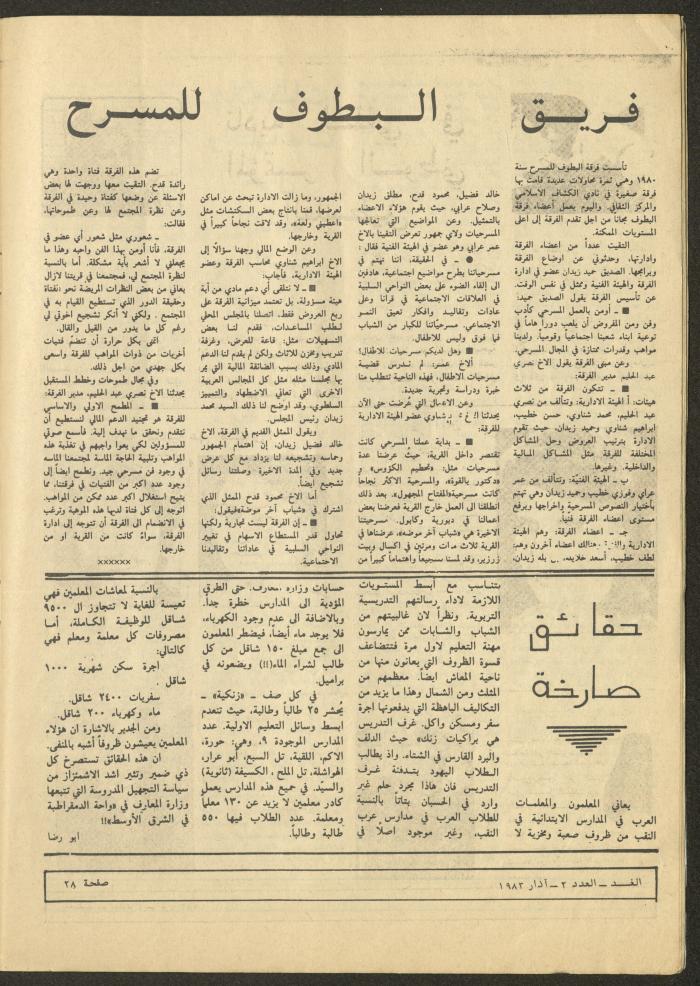 العدد الثاني من مجلة الغد، آذار 1983
