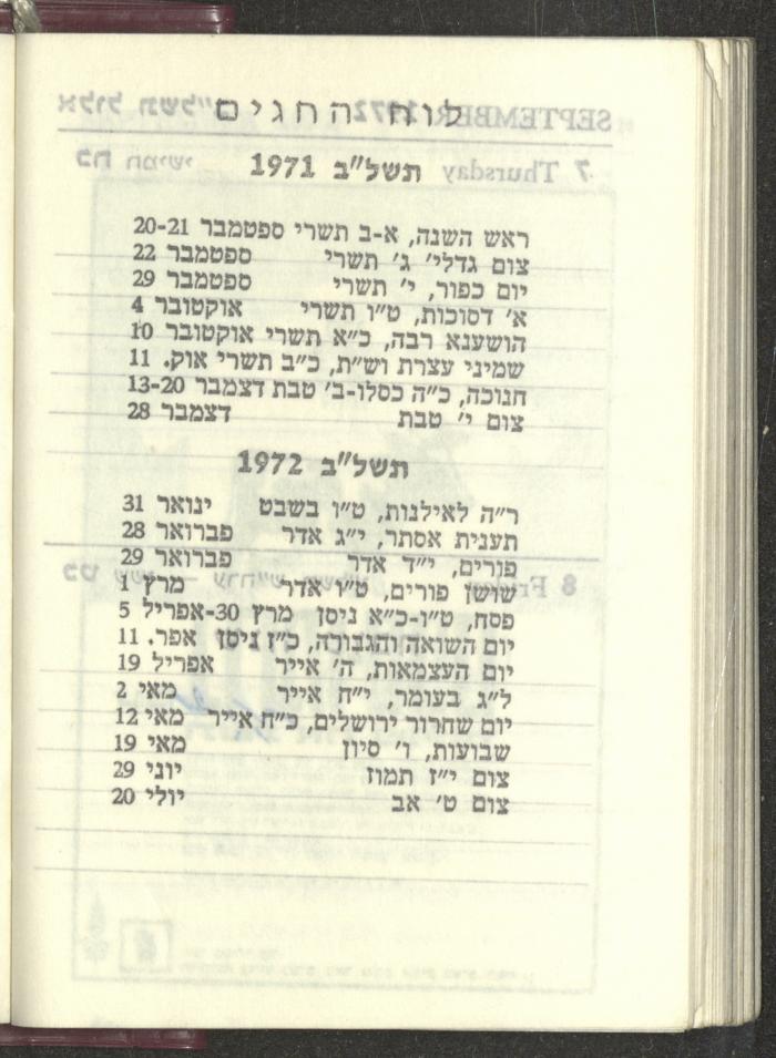 Agenda, 1972 