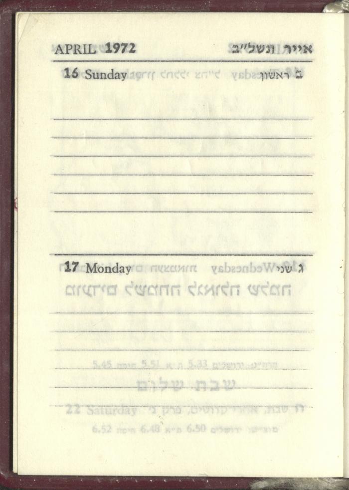 Agenda, 1972 